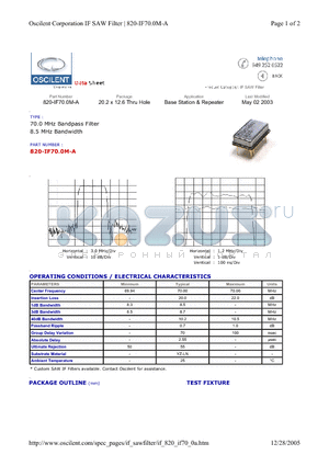 820-IF70.0M-A datasheet - Base Station & Repeater