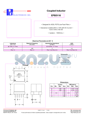 EPB5116 datasheet - Coupled Inductor