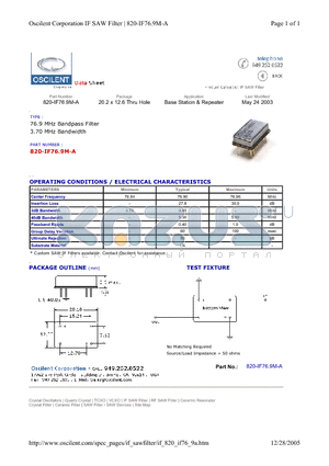 820-IF76.9M-A datasheet - Base Station & Repeater