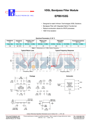 EPB5153G datasheet - VDSL Bandpass Filter Module