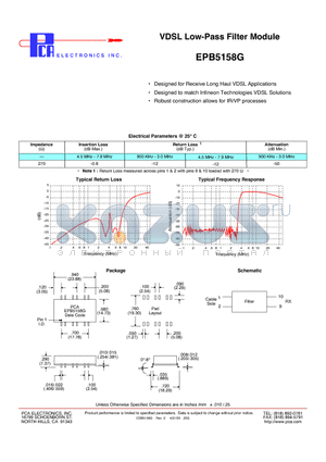 EPB5158G datasheet - VDSL Low-Pass Filter Module