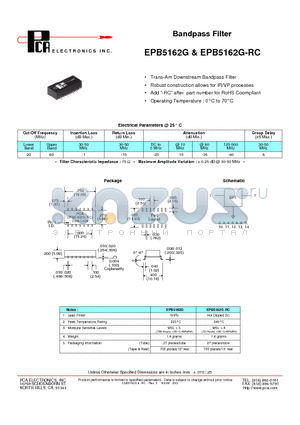 EPB5162G datasheet - Bandpass Filter