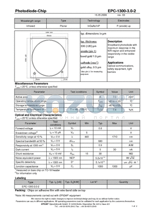 EPC-1300-3.0-2 datasheet - Photodiode-Chip