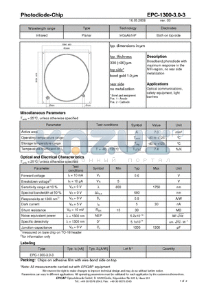 EPC-1300-3.0-3 datasheet - Photodiode-Chip