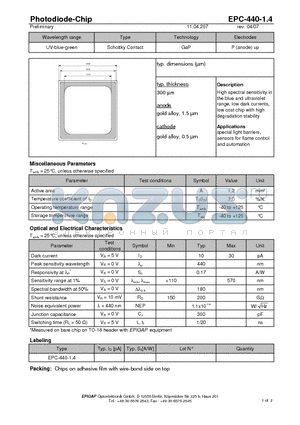 EPC-440-1.4 datasheet - Photodiode-Chip