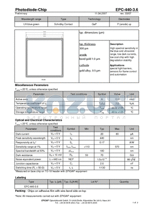EPC-440-3.6 datasheet - Photodiode-Chip