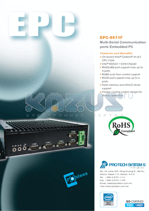 EPC-8611F datasheet - Multi-Serial Communication ports Embedded PC