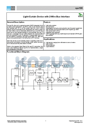 EPC100 datasheet - Light-Curtain Device with 2-Wire Bus Interface