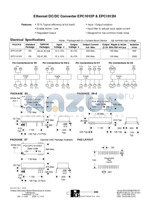 EPC1012H datasheet - Ethernet DC/DC Converter