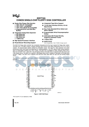 82077AA datasheet - CHMOS SINGLE-CHIP FLOPPY DISK CONTROLLER