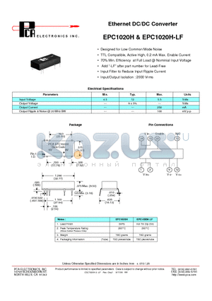 EPC1020H datasheet - Ethernet DC/DC Converter