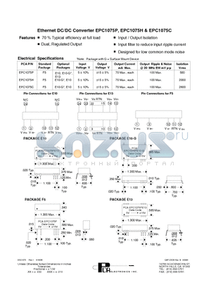 EPC1075C datasheet - Ethernet DC/DC Converter