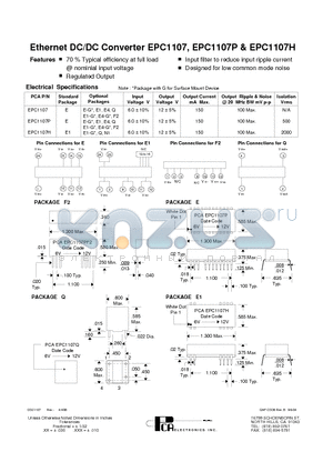 EPC1107H datasheet - Ethernet DC/DC Converter