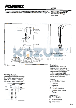 C180N datasheet - Phase Control SCR 150 Amperes Average 1600 Volts