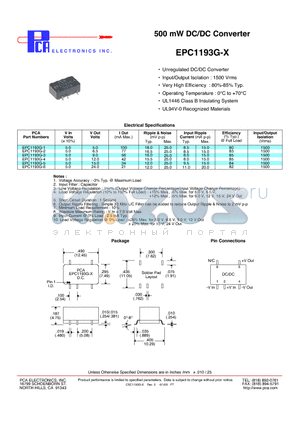 EPC1193G-2 datasheet - 500 mW DC/DC Converter
