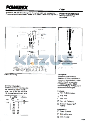 C180PD datasheet - Phase Control SCR 150 Amperes Average 1600 Volts