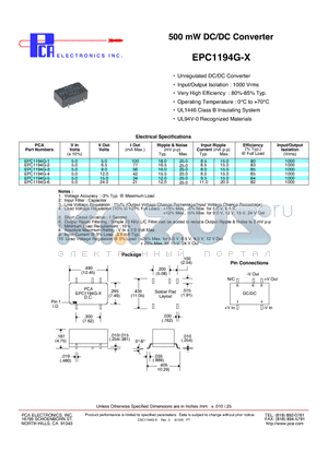 EPC1194G-2 datasheet - 500 mW DC/DC Converter