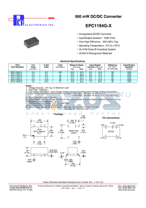 EPC1194G-1 datasheet - 500 mW DC/DC Converter