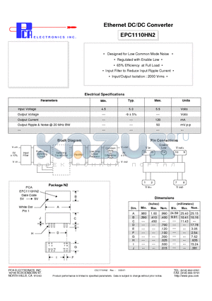 EPC1110HN2 datasheet - Ethernet DC/DC Converter