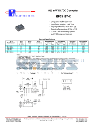 EPC1197-3 datasheet - 500 mW DC/DC Converter
