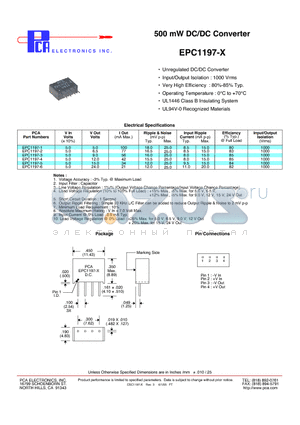 EPC1197-5 datasheet - 500 mW DC/DC Converter