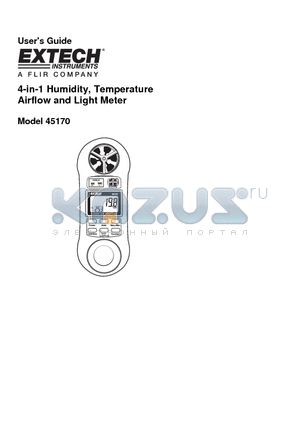 45170 datasheet - 4-in-1 Humidity, Temperature Airflow and Light Meter