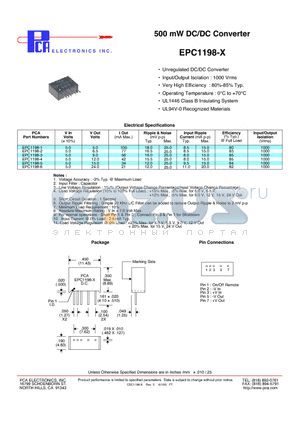 EPC1198-2 datasheet - 500 mW DC/DC Converter