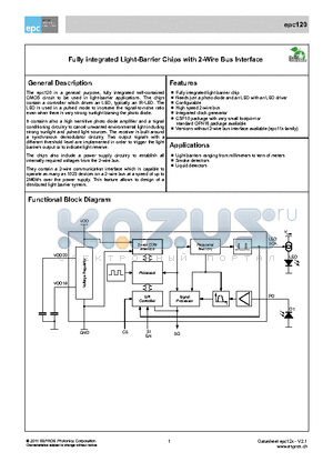 EPC120-CSP10 datasheet - Fully integrated Light-Barrier Chips with 2-Wire Bus Interface