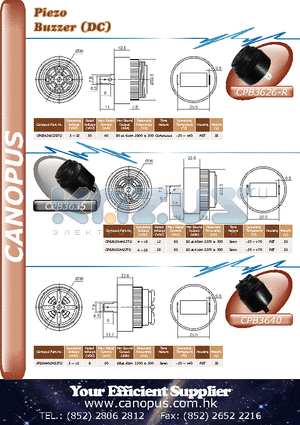 CPB3626-R datasheet - Piezo Buzzer (DC)