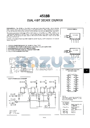 4518B datasheet - DUAL 4-BIT DECADE COUNTER