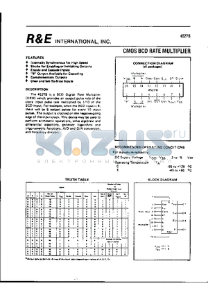 4527B datasheet - CMOS BCD RATE MULTIPLIER