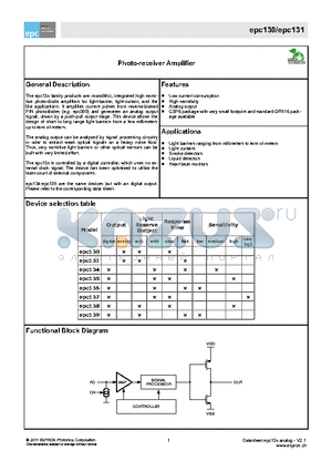 EPC131-CSP6 datasheet - Photo-receiver Amplifier