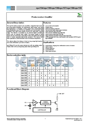 EPC139-QFN16 datasheet - Photo-receiver Amplifier