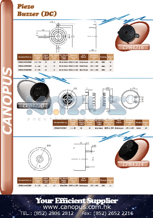 CPB4220IC29YE datasheet - Piezo Buzzer (DC)