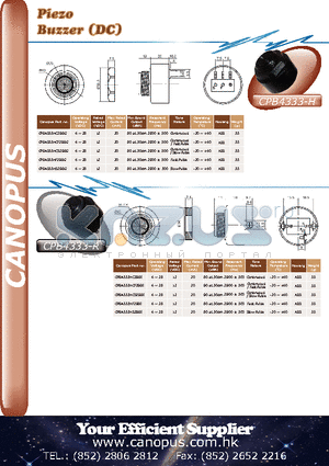 CPB4333-H datasheet - Piezo Buzzer (DC)