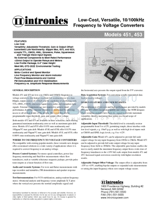 453 datasheet - Low-Cost, Versatile, 10/100kHz Frequency to Voltage Converters