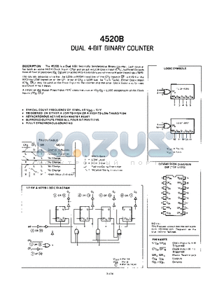 4520B datasheet - DUAL 4-BIT BINARY COUNTER