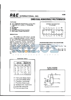 4528B datasheet - CMOS DUAL MONOSTABLE MULTIVIBRATOR
