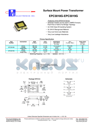 EPC3018G datasheet - Surface Mount Power Transformer