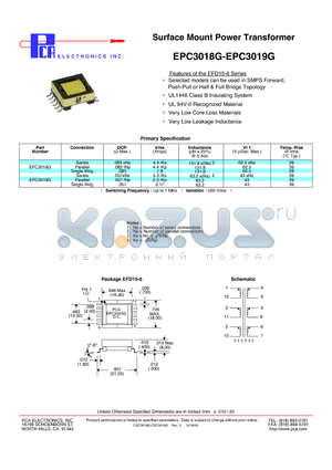 EPC3019G datasheet - Surface Mount Power Transformer