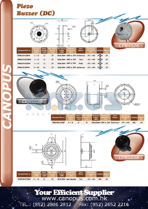 CPB4526IC29FW datasheet - Piezo Buzzer (DC)