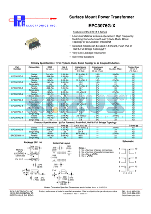 EPC3076G-2 datasheet - Surface Mount Power Transformer