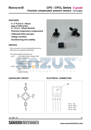 CPC0.3GC datasheet - Precision compensated pressure sensors / mV-output