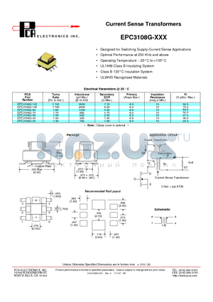 EPC3108G-100 datasheet - Current Sense Transformers