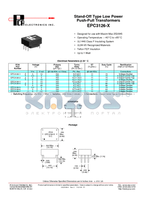 EPC3126-1 datasheet - Stand-Off Type Low Power Push-Pull Transformers