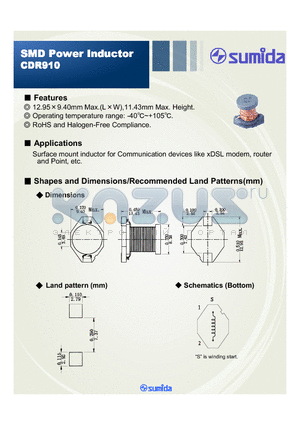 CDR910NP-330MC datasheet - SMD Power Inductor RoHS and Halogen-Free Compliance