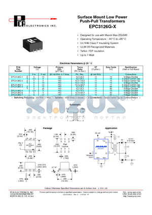 EPC3126G-3 datasheet - Surface Mount Low Power Push-Pull Transformers