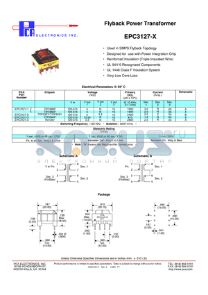 EPC3127-1 datasheet - Flyback Power Transformer