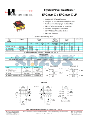 EPC3127-X datasheet - Flyback Power Transformer