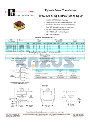 EPC3130-2 datasheet - Flyback Power Transformer